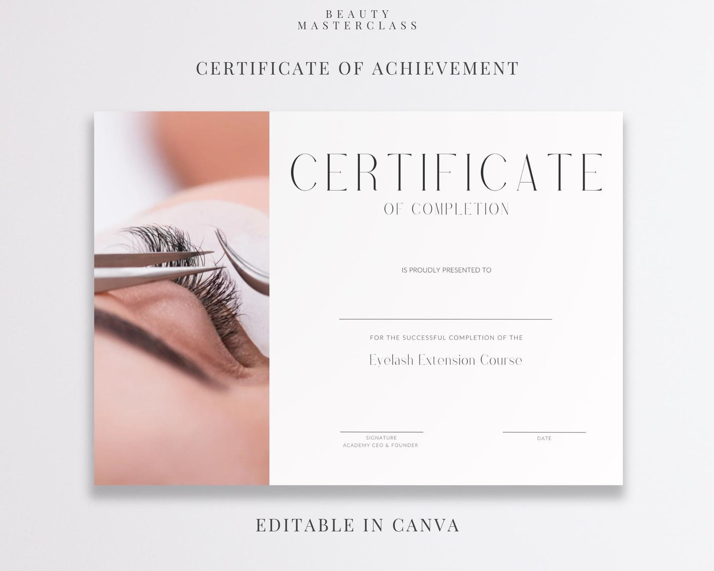Editable Beauty Course Certificate | Canva Template