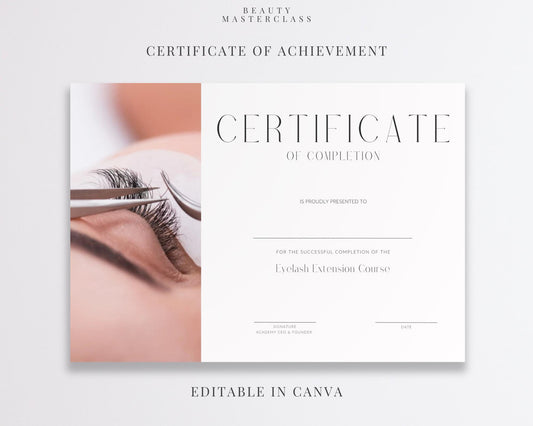 Editable Beauty Course Certificate | Canva Template
