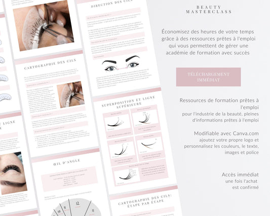 French Lash Styling & Mapping for Classic Hybrid and Volume Lash Extensions Editable Training Manual