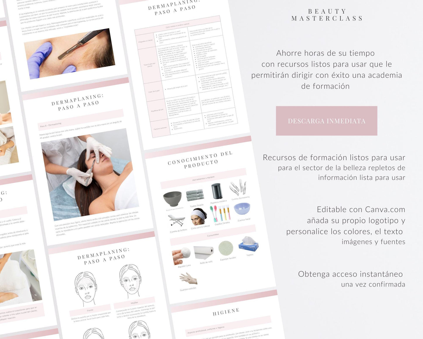 Spanish Dermaplaning Editable Training Manual
