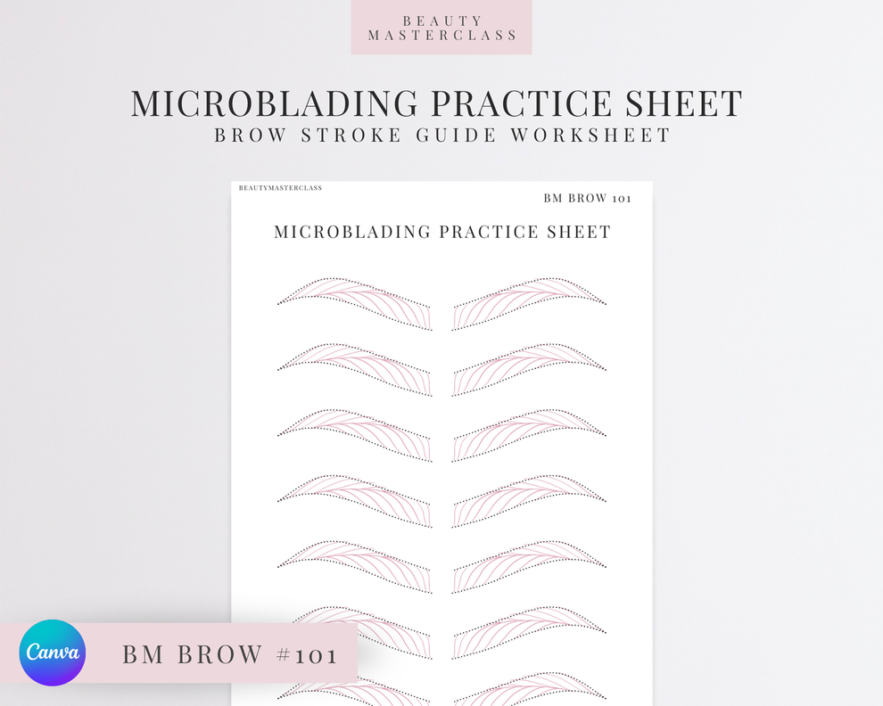 BMBrow#101 Microblading Practice Worksheet | Editable SPMU Brow Traini ...