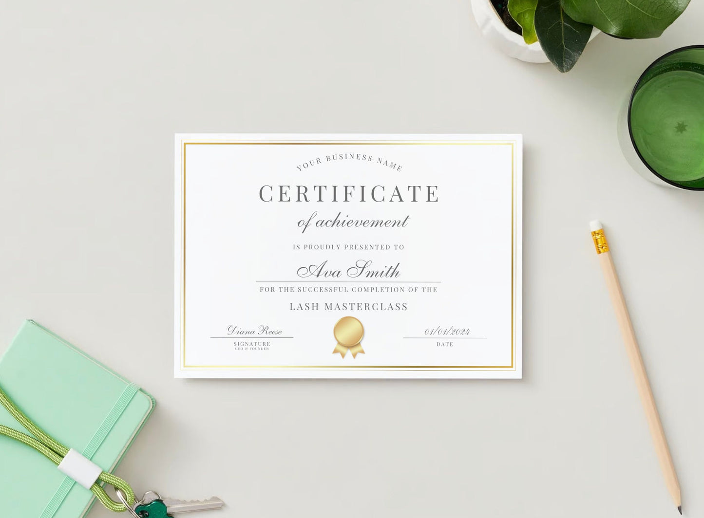 Editable Beauty Course Certificate | Canva Template