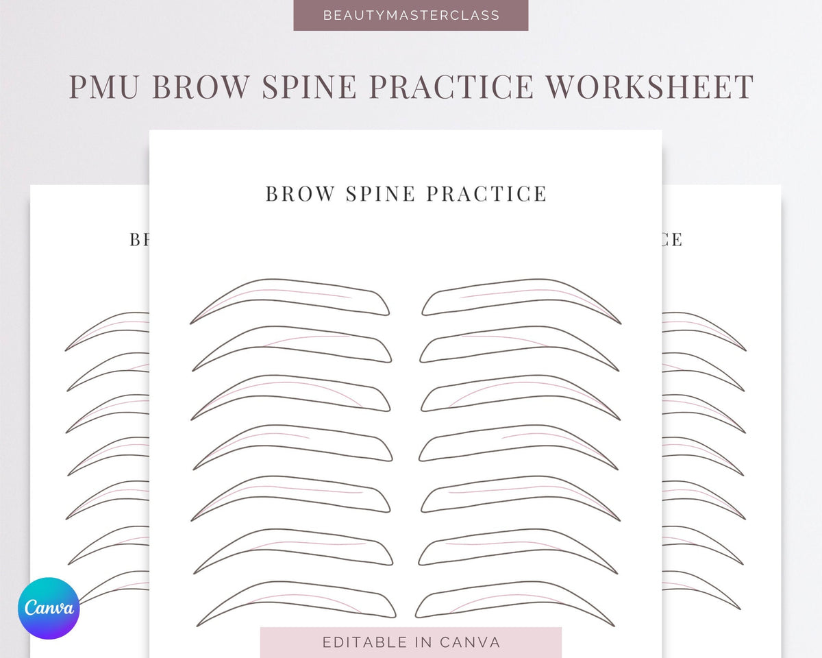 Practice For Brows SPMU Eyebrow Spine Practice Editable Training Worksheet – Beauty ...