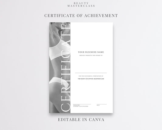 Editable Beauty Course Certificate | Canva Template