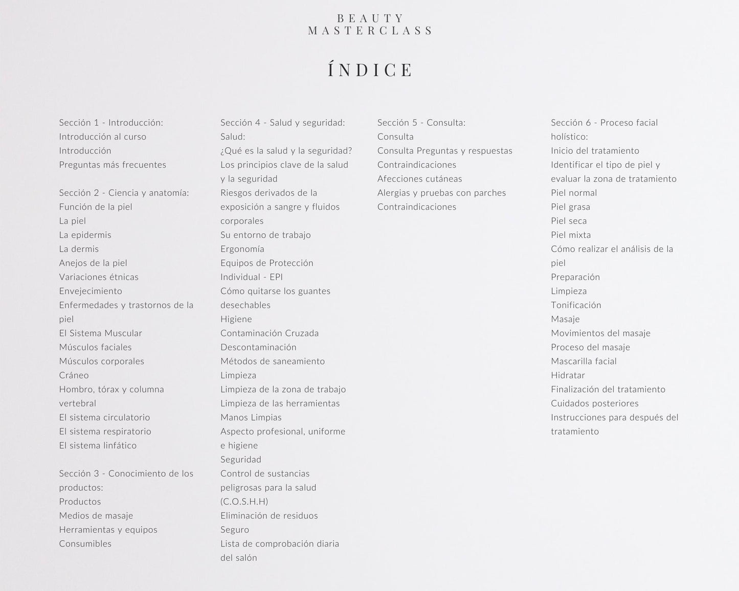 Spanish Holistic Facial Editable Training Manual