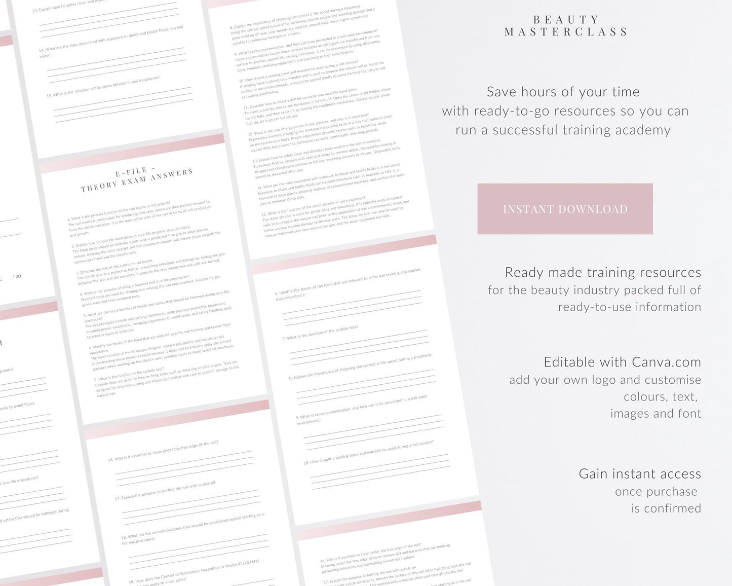 E-File Nail Editable Theory Exam