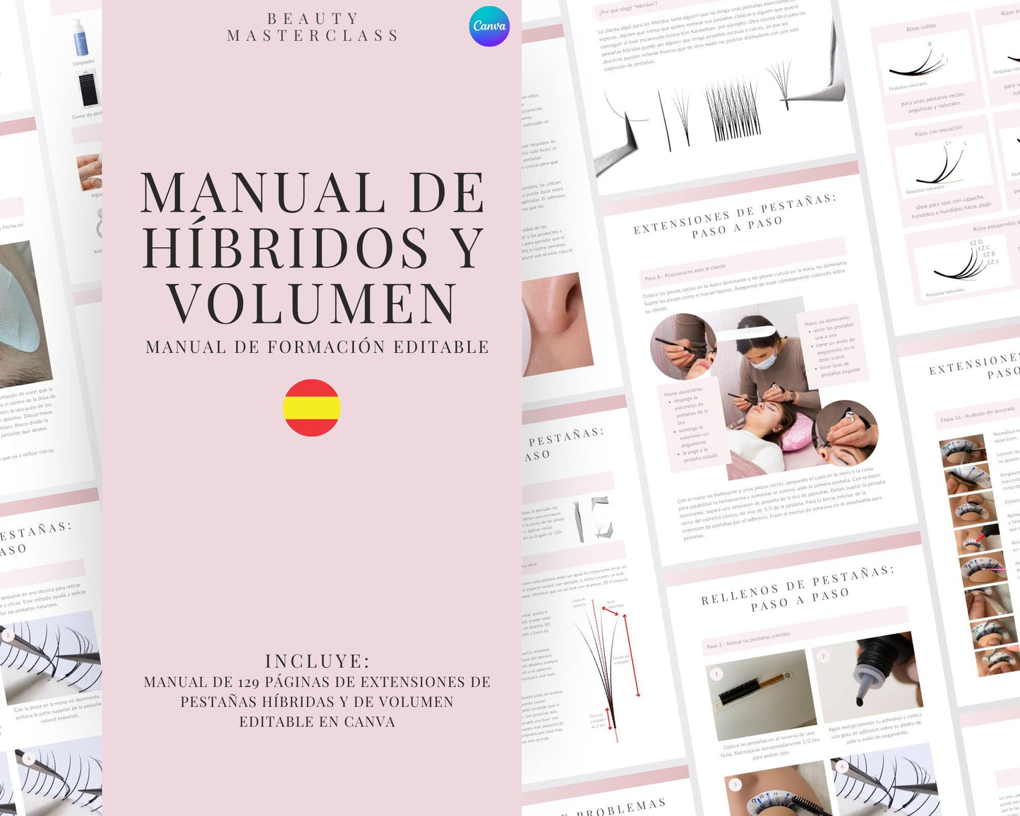 Spanish Hybrid and Volume Lash Extension Editable Training Manual