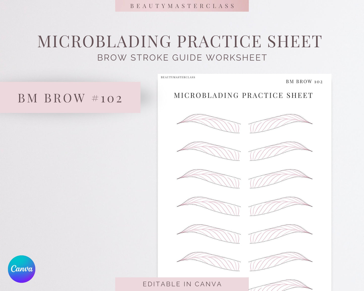 BMBrow#102 Microblading Practice Worksheet | Editable SPMU Brow Training