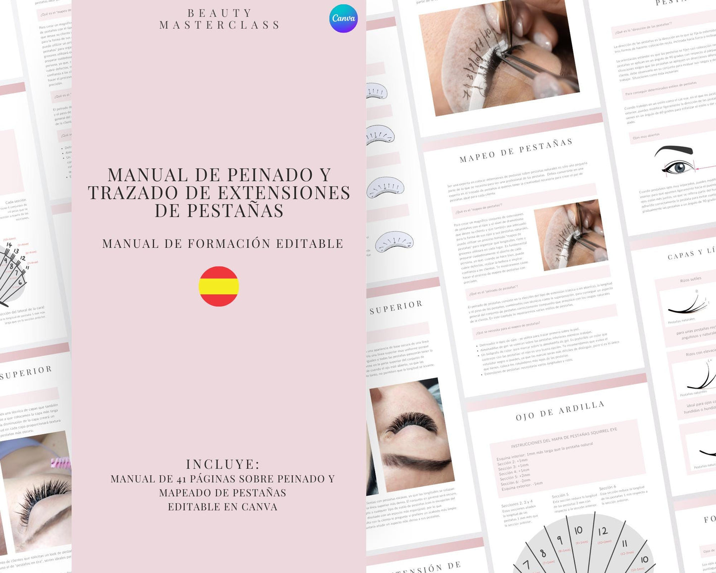 Spanish Lash Styling & Mapping for Classic Hybrid and Volume Lash Extensions Editable Training Manual