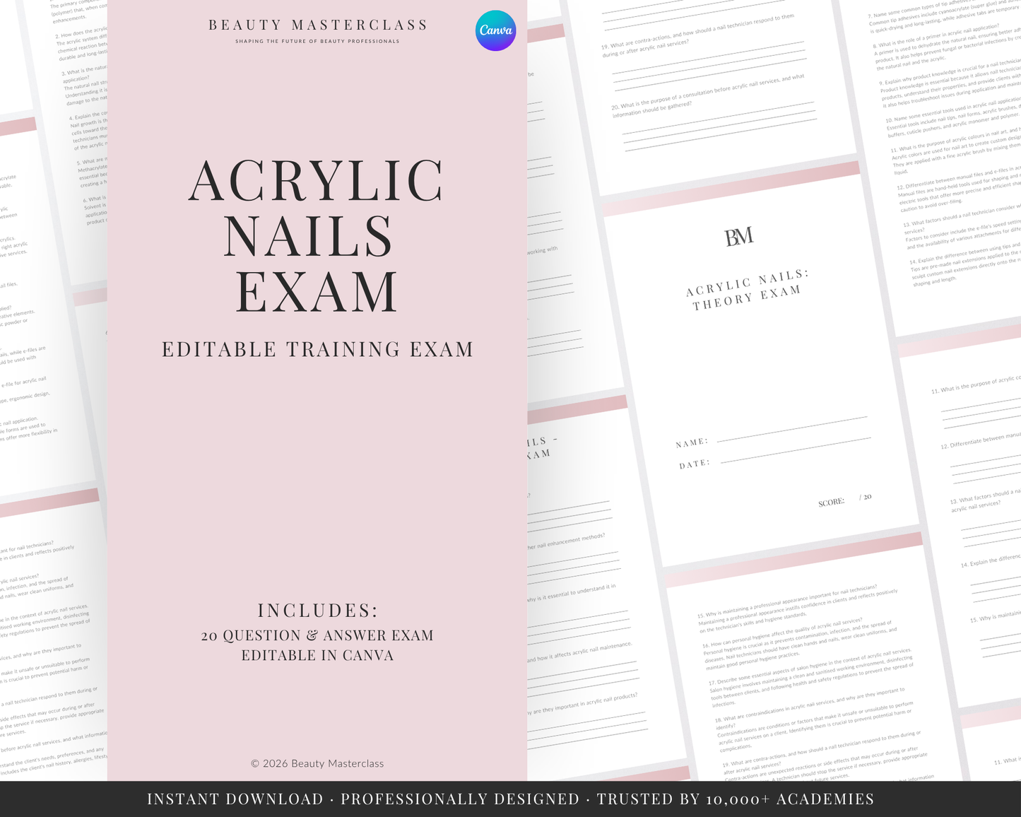 Acrylic Nails Editable Theory Exam