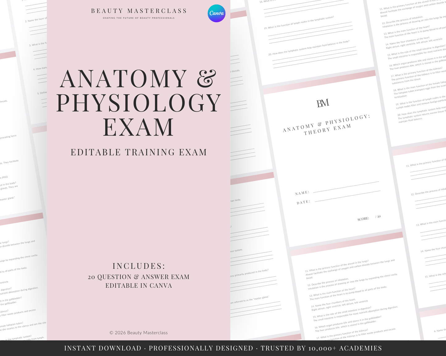 Anatomy & Physiology Editable Theory Exam