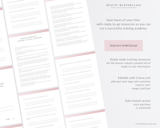 Aromatherapy Massage Editable Theory Exam
