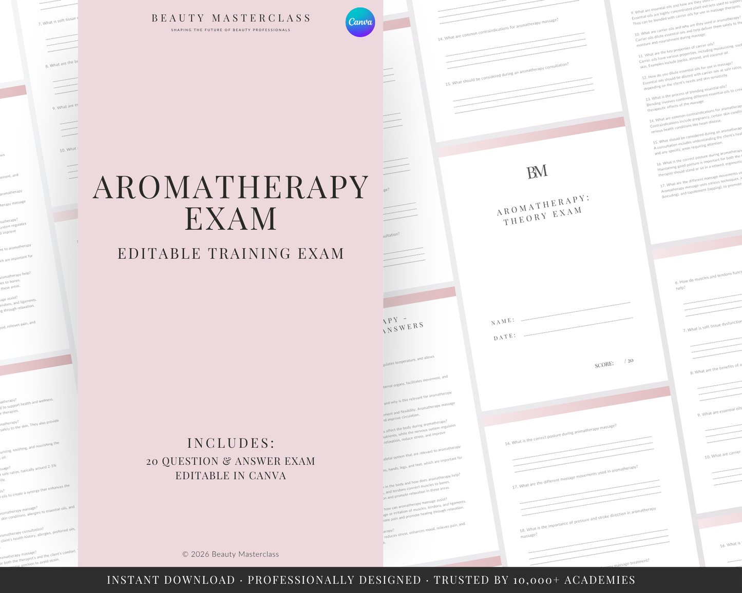 Aromatherapy Massage Editable Theory Exam