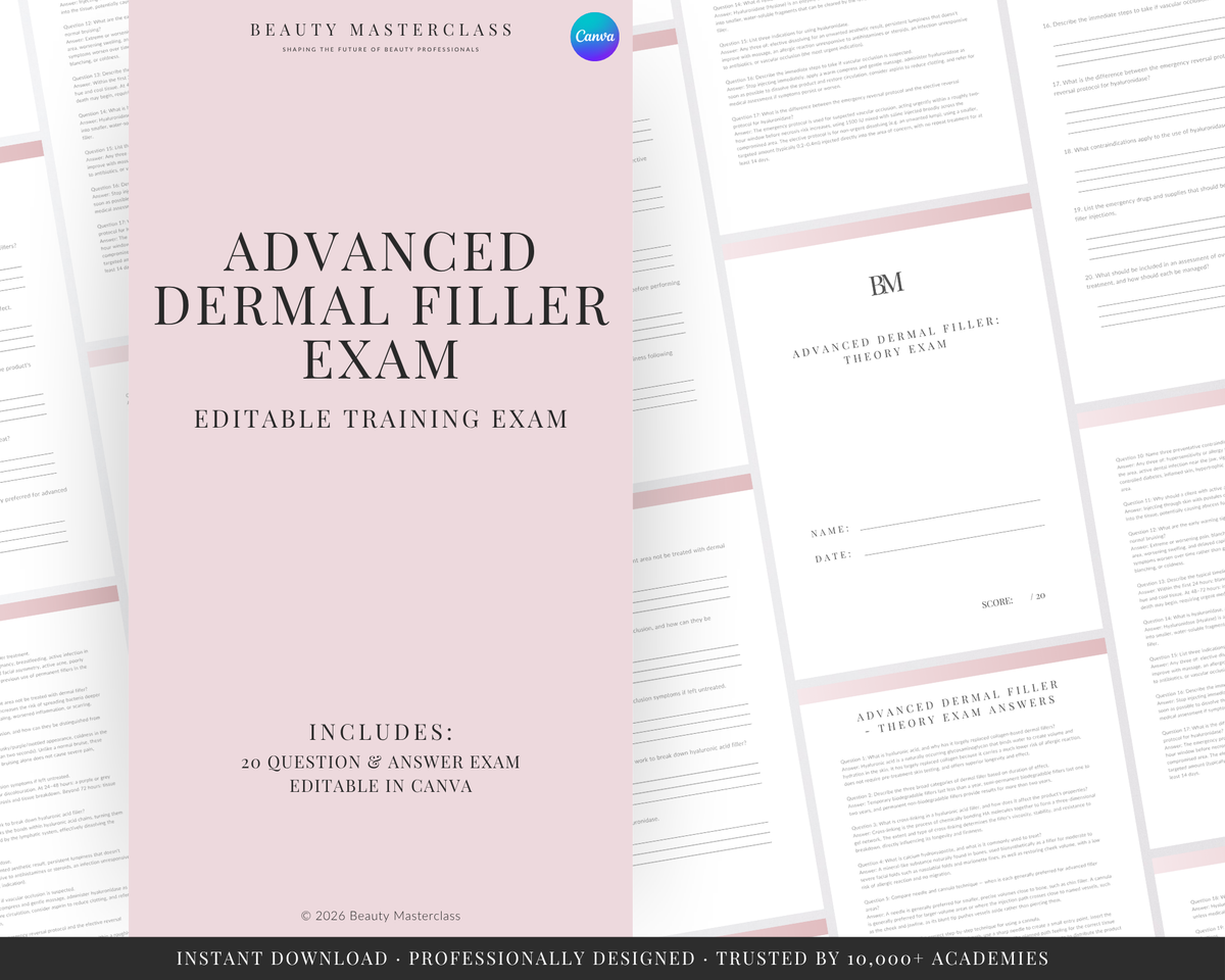 Advanced Dermal Filler Aesthetic Editable Theory Exam