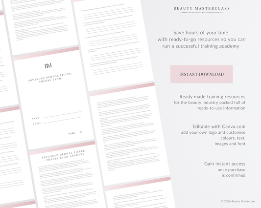 Advanced Dermal Filler Aesthetic Editable Theory Exam