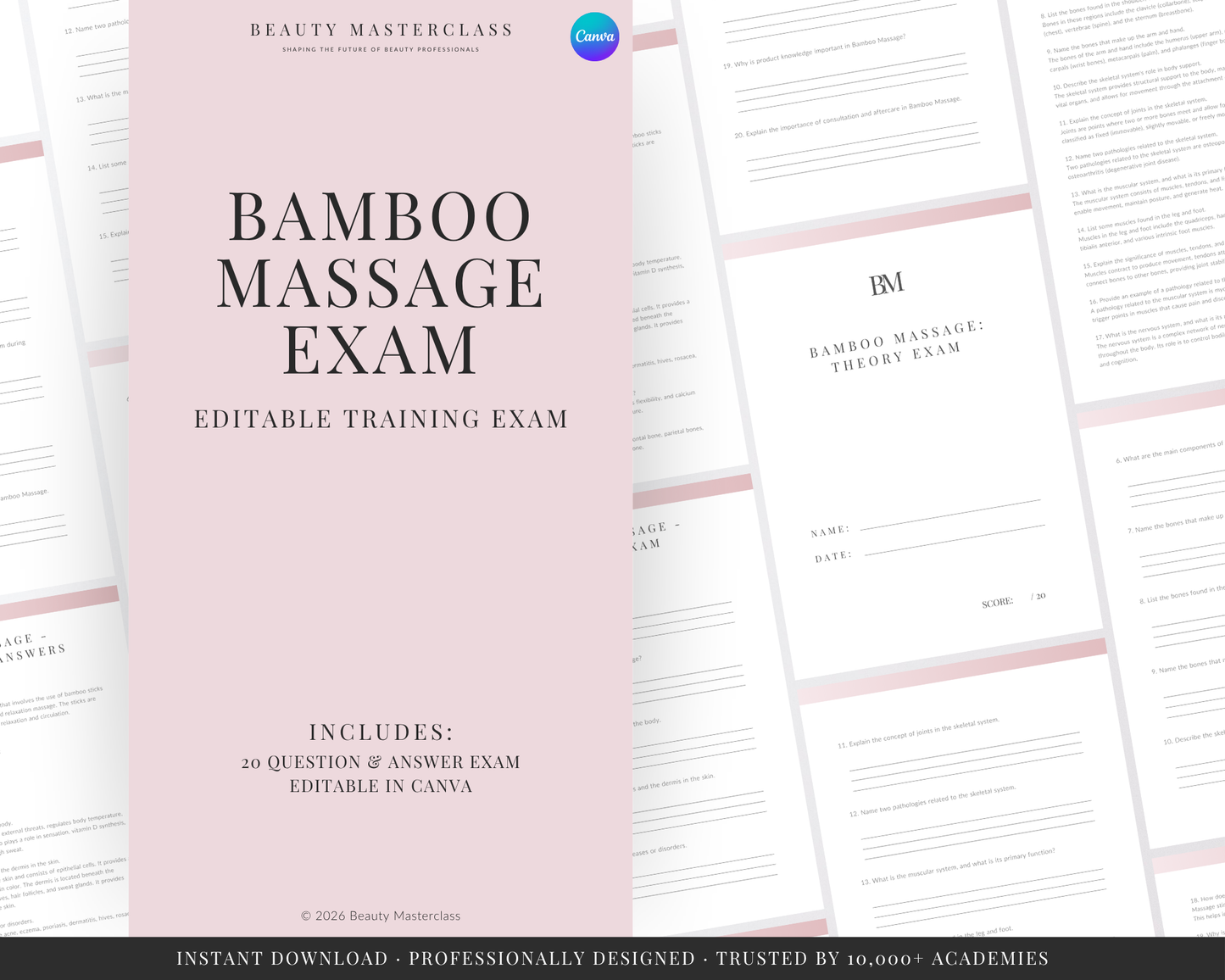 Bamboo Massage Editable Theory Exam