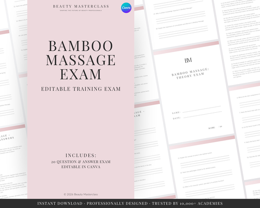 Bamboo Massage Editable Theory Exam