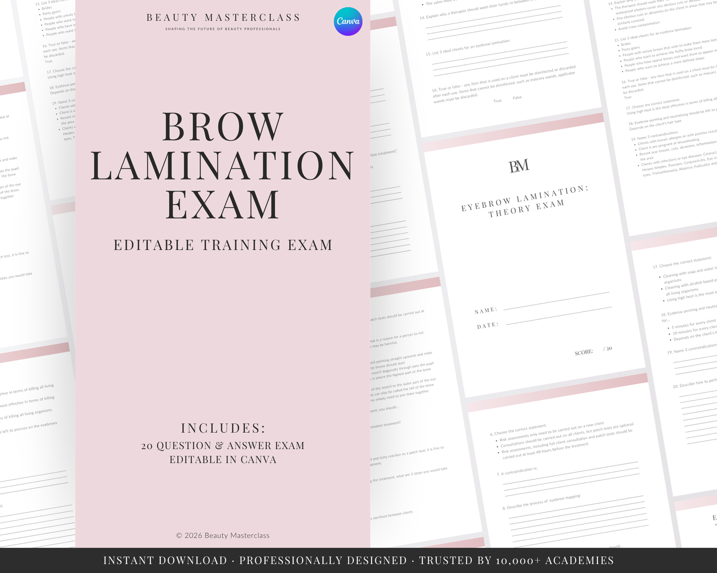Eyebrow Lamination Editable Theory Exam