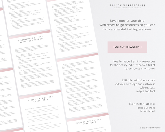 Eyebrow Wax & Tint Editable Theory Exam