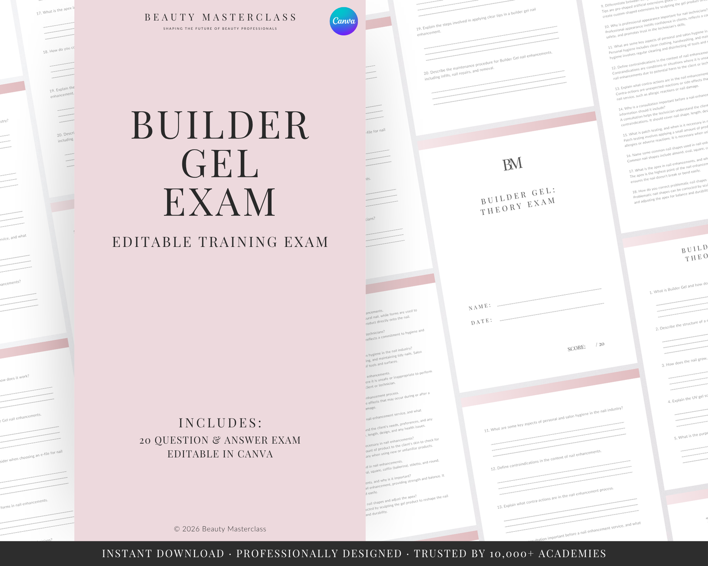 Builder Gel Nails Editable Theory Exam