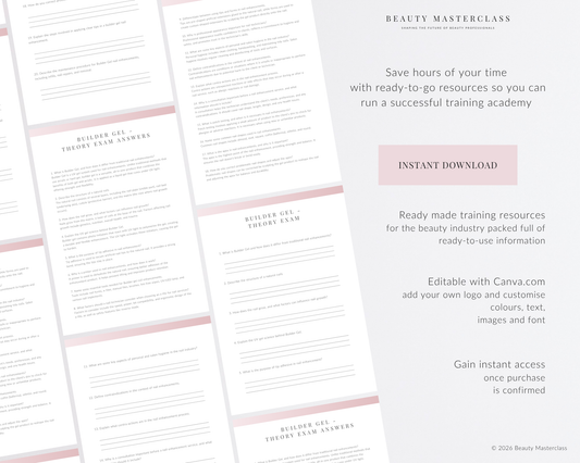 Builder Gel Nails Editable Theory Exam