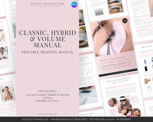 Classic, Hybrid & Volume Eyelash Extension Editable Training Manual