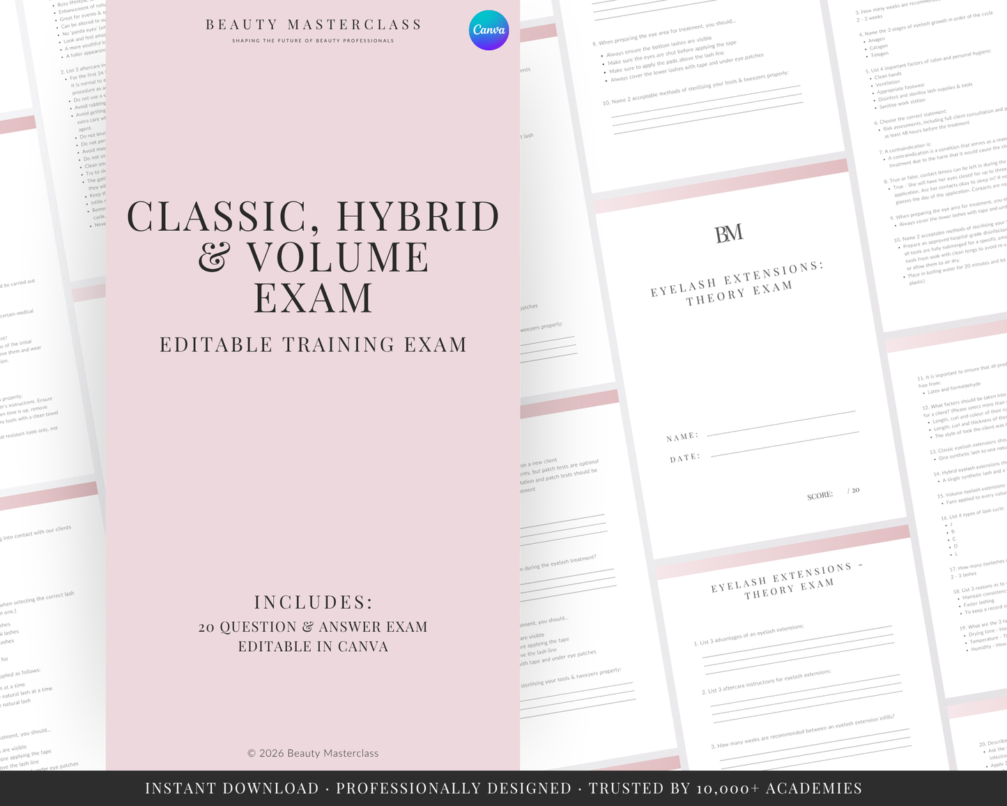 Classic, Hybrid and Volume Eyelash Extension Theory Exam