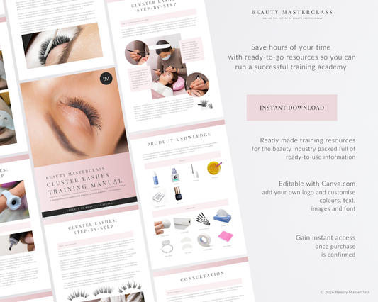 Cluster Lash Extension Editable Training Manual