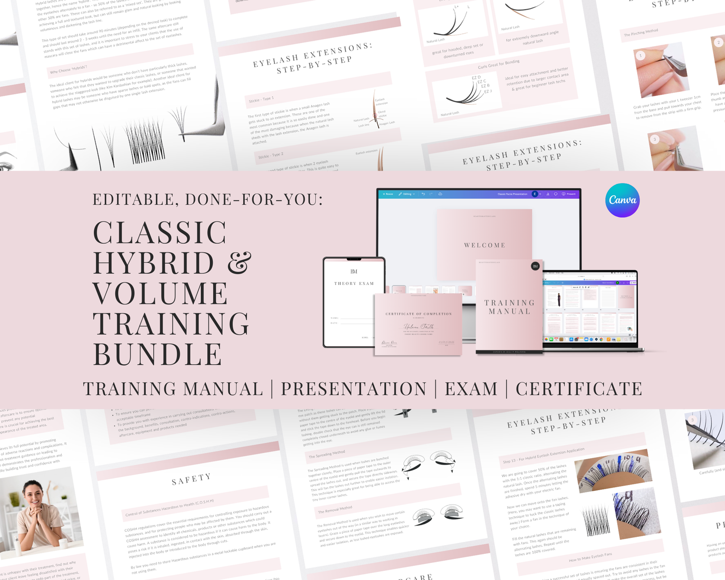 Classic, Hybrid & Volume Eyelash Extension Editable Training Bundle