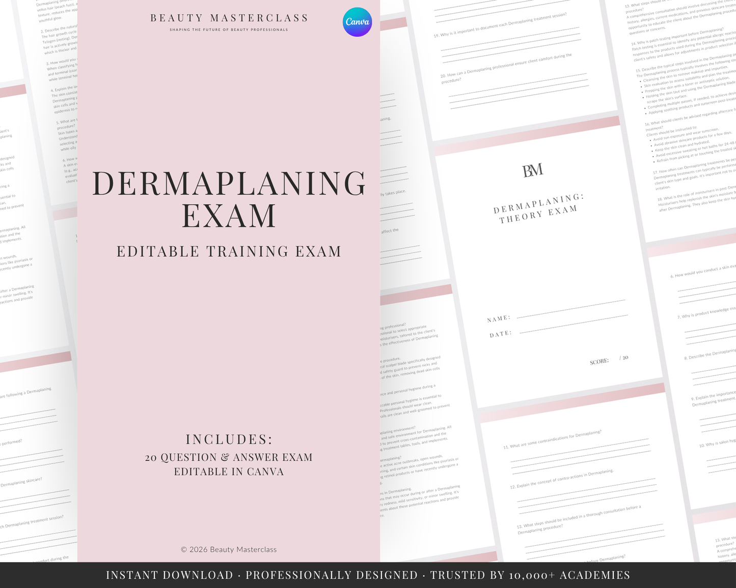 Dermaplaning Facial Editable Theory Exam