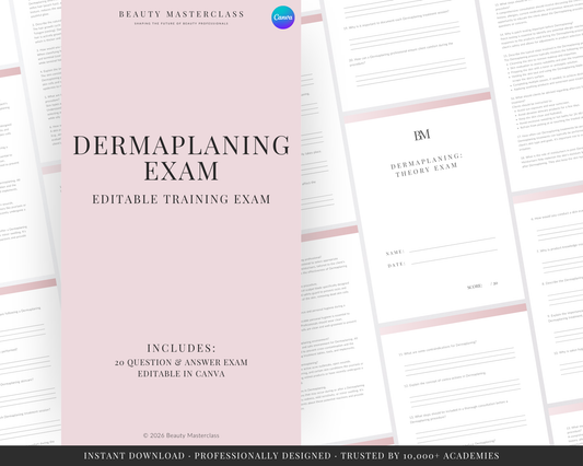 Dermaplaning Facial Editable Theory Exam