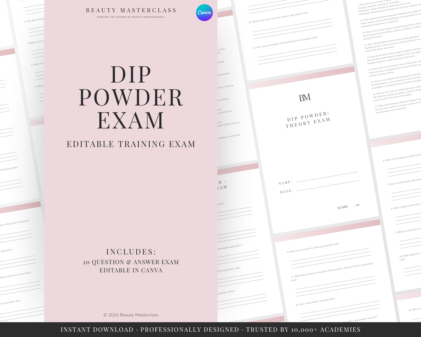 Dip Powder Nails Editable Theory Exam