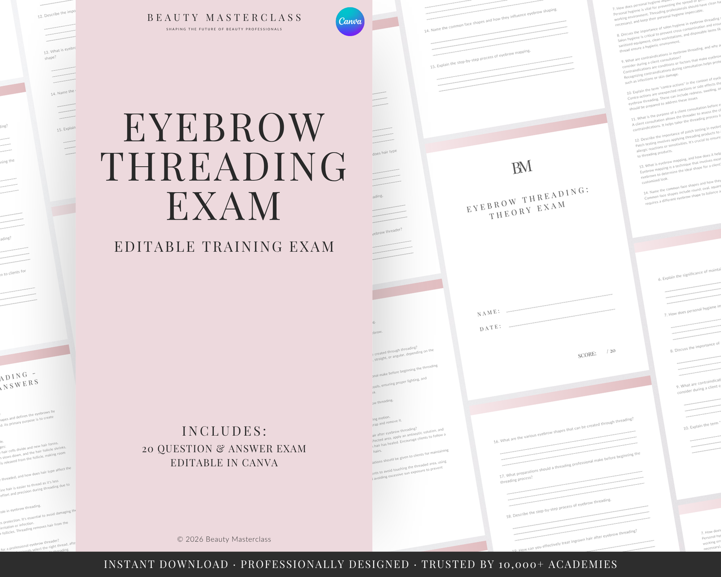 Eyebrow Threading Editable Theory Exam