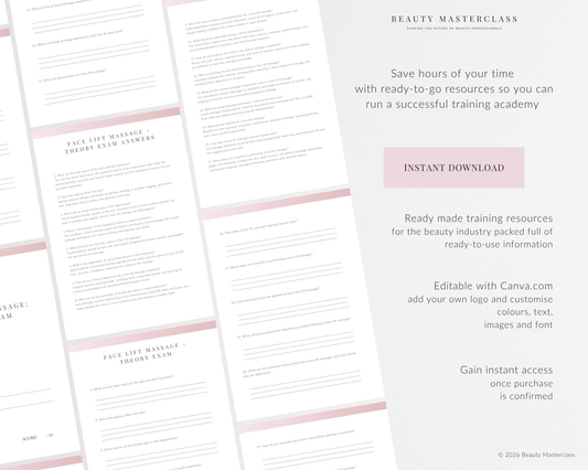 Face Lift Facial Massage Editable Theory Exam