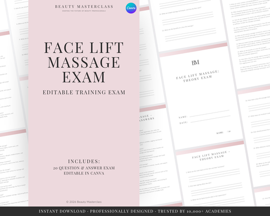 Face Lift Facial Massage Editable Theory Exam