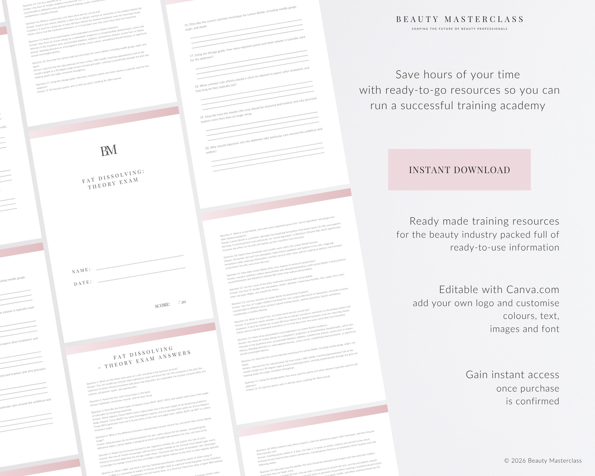 Fat Dissolving Aesthetic Editable Theory Exam
