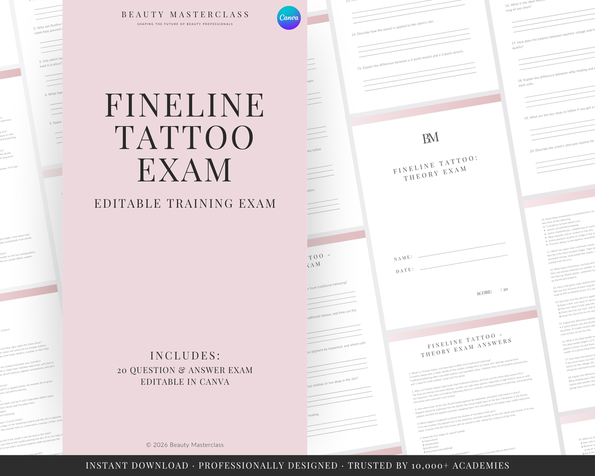 Fineline Tattoo Editable Theory Exam