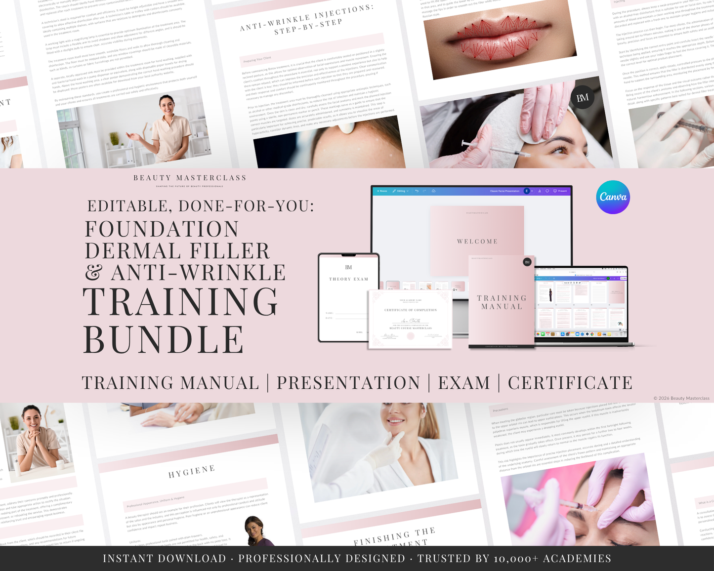Foundation Dermal Filler & Anti-Wrinkle Aesthetic Editable Training Bundle