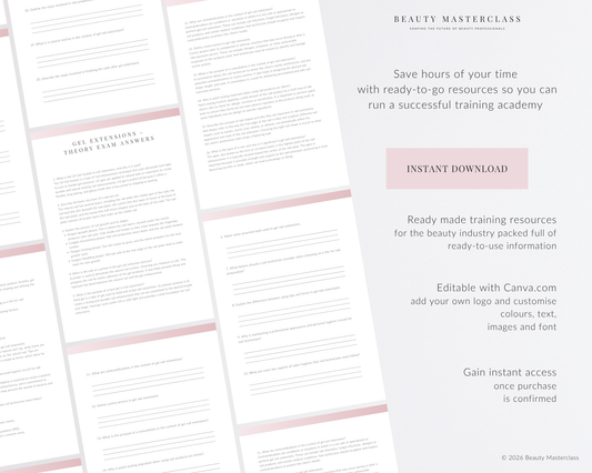 Gel Nail Extension Editable Theory Exam