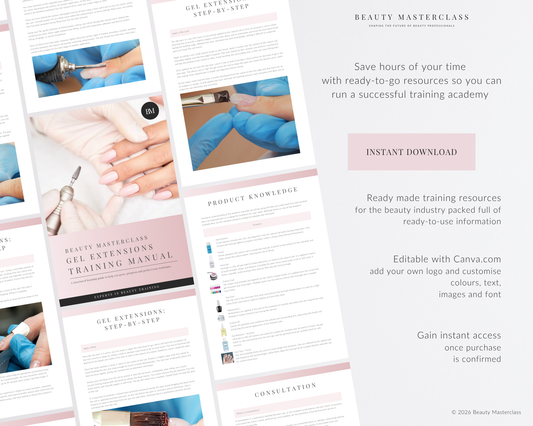 Gel Nail Extensions Editable Training Manual
