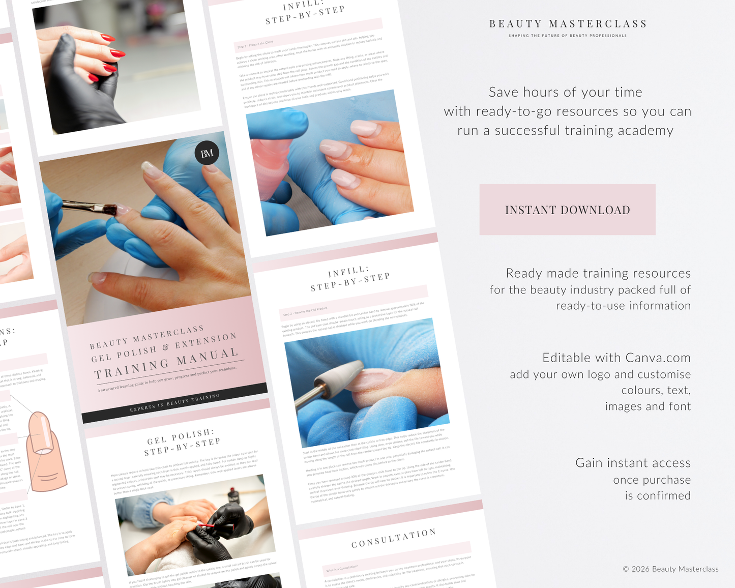 Gel Nail Polish and Gel Nail Extensions Editable Training Manual