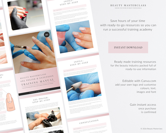 Gel Nail Polish and Gel Nail Extensions Editable Training Manual