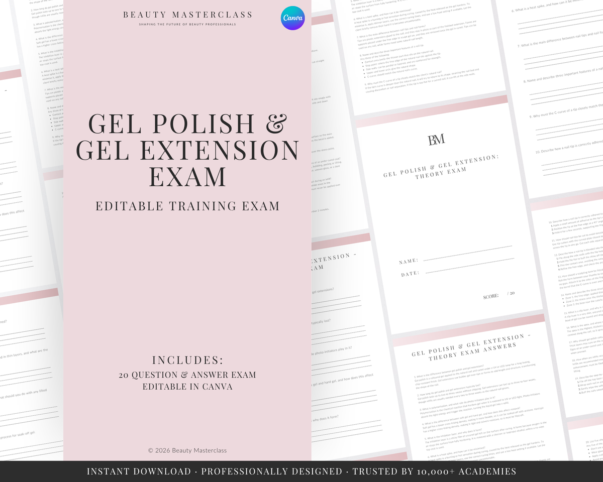 Gel Polish & Gel Extension Nail Editable Theory Exam