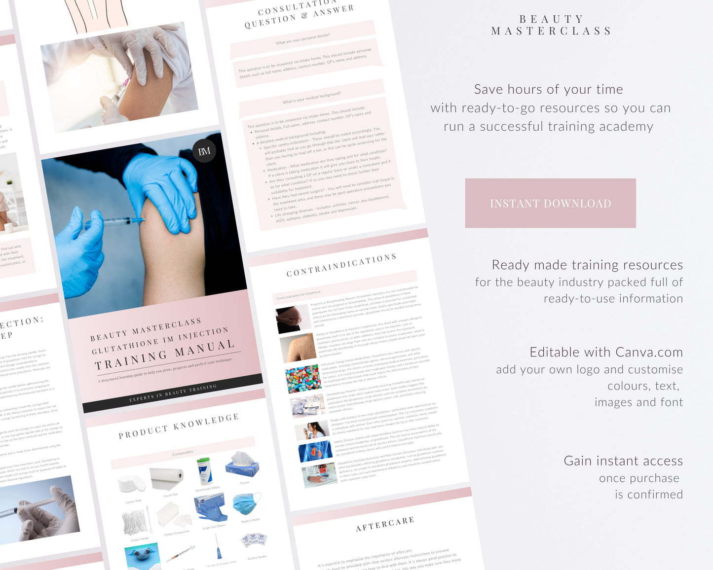 Glutathione IM Injections (IM Intramuscular) Aesthetic Editable Training Manual