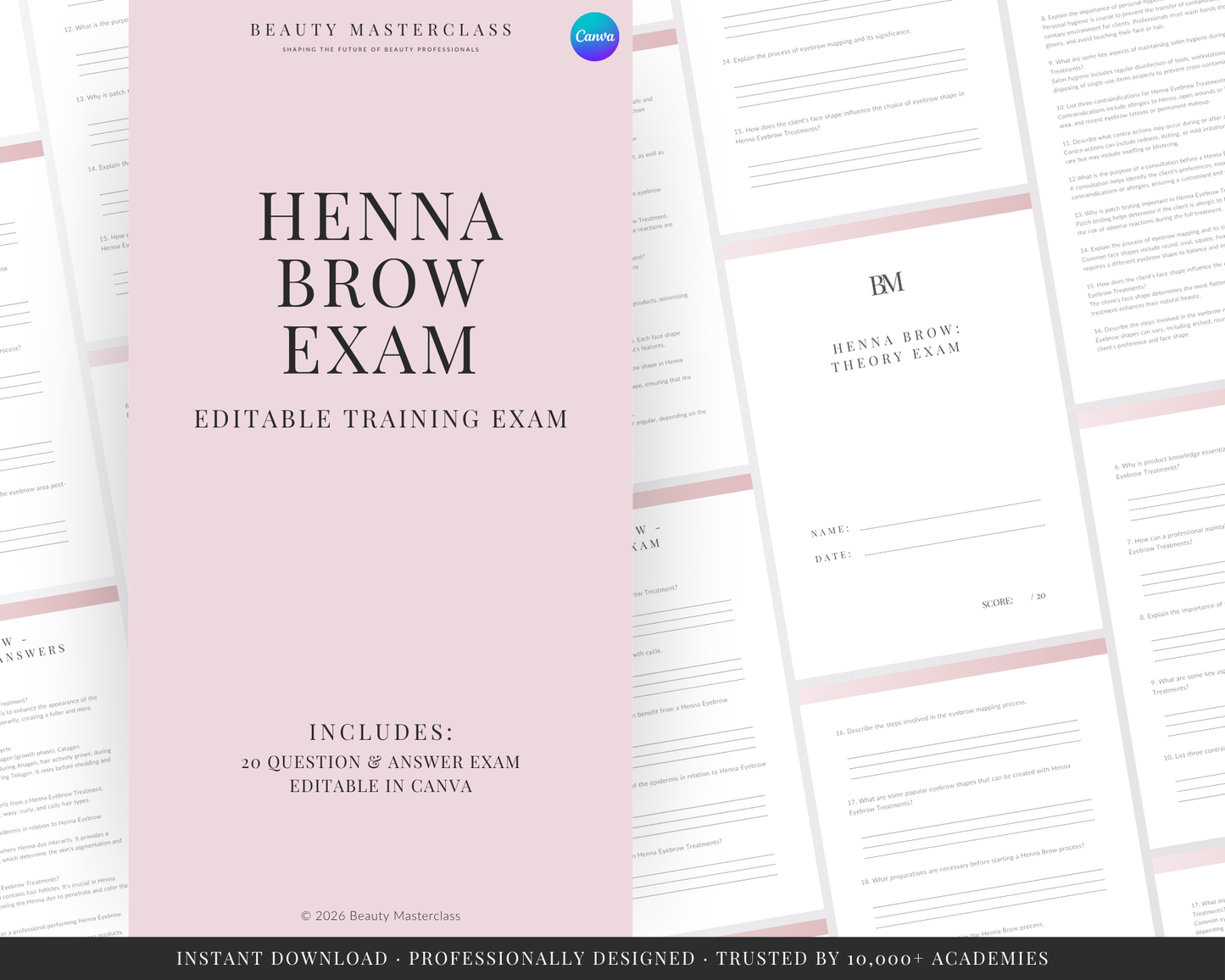 Henna Brow Editable Theory Exam