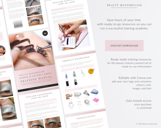 Hybrid and Volume Lash Extension Editable Training Manual