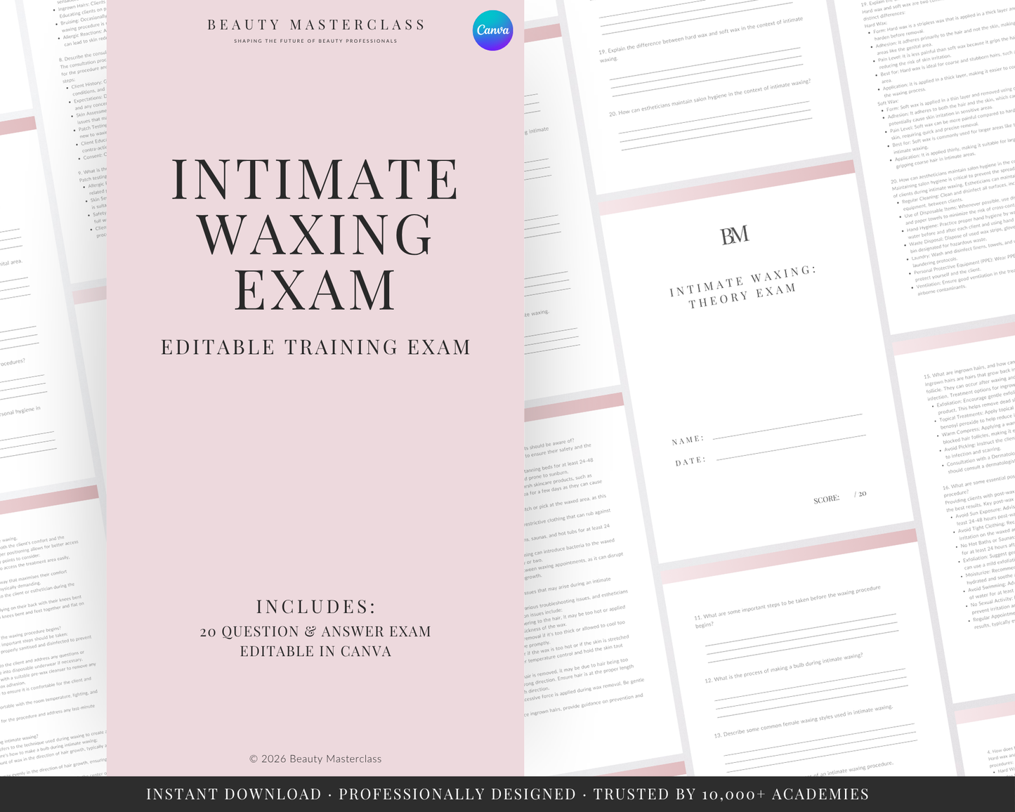 Intimate Waxing Editable Theory Exam