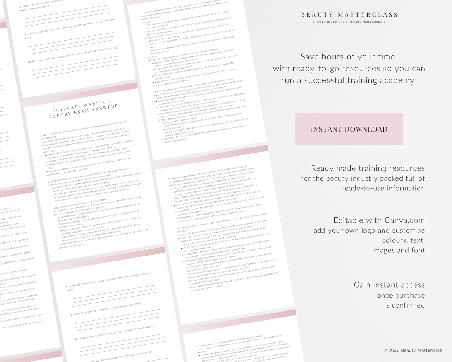 Intimate Waxing Editable Theory Exam