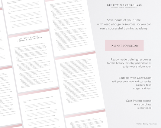 Intimate Waxing Editable Theory Exam