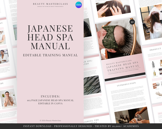 Japanese Head Spa Massage Hair Editable Training Manual